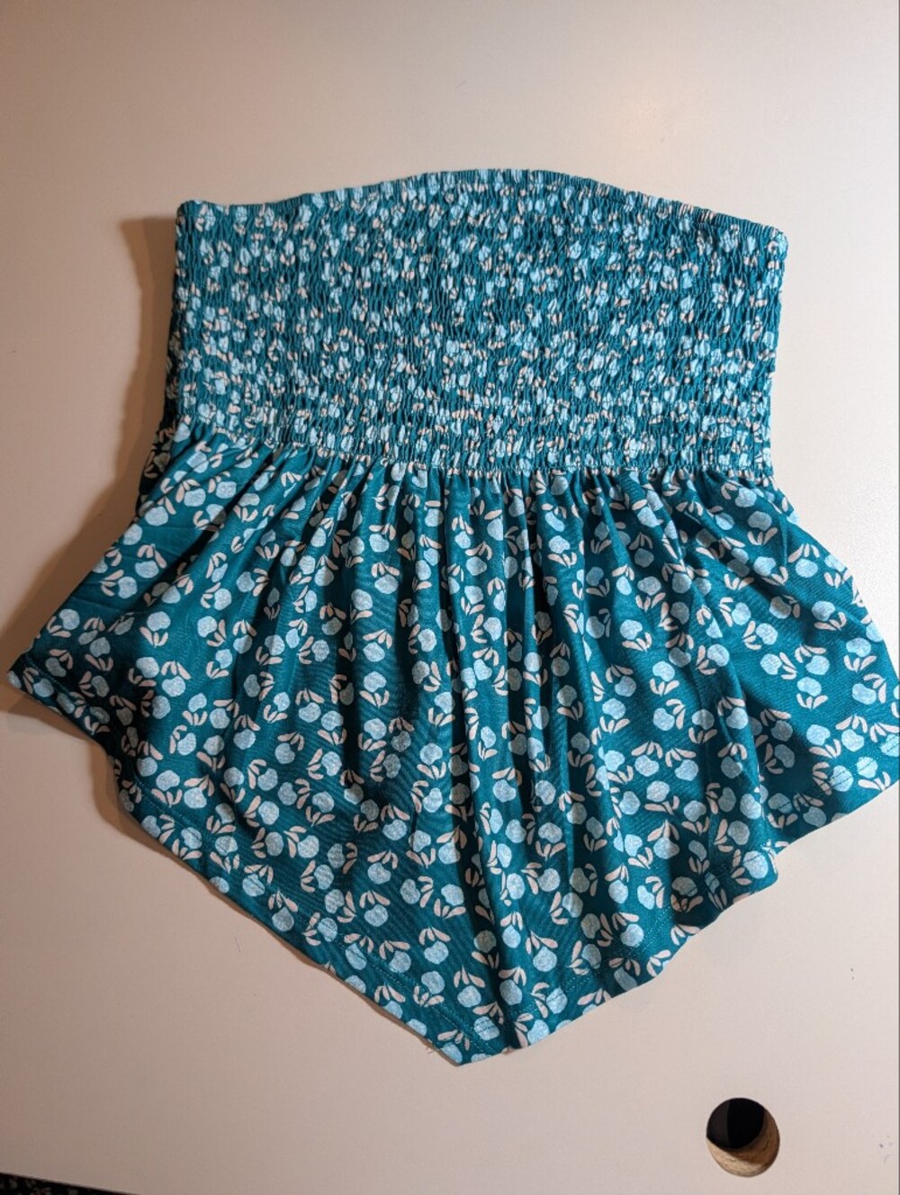Lillusory Woman's S Teal Floral Smocked Tube Top NWT